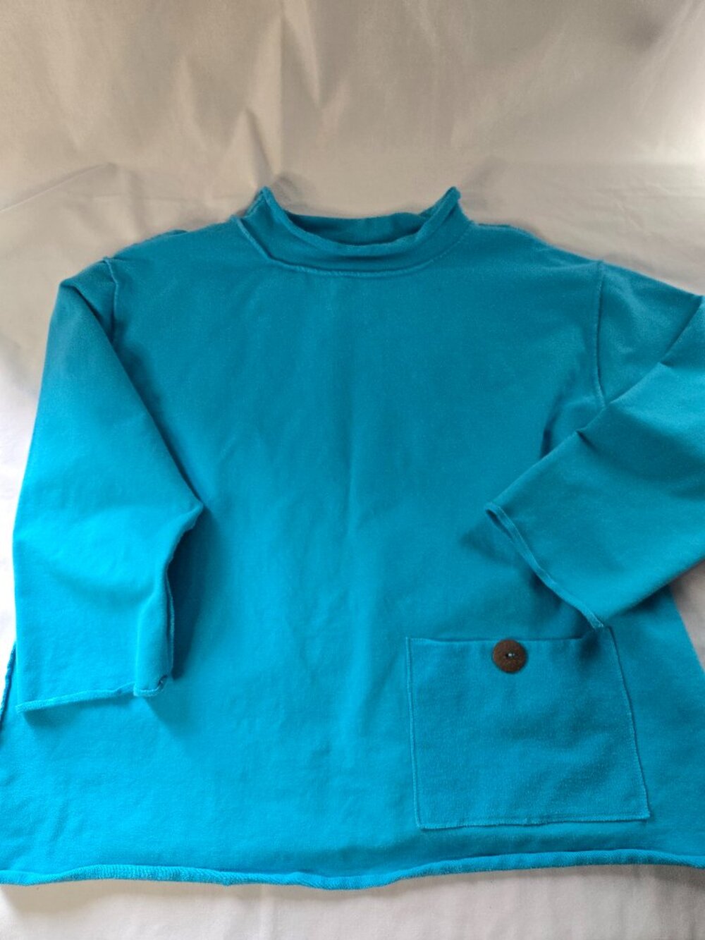 Cozy Neon Buddha Turquoise Roll Hem Pullover 2XL